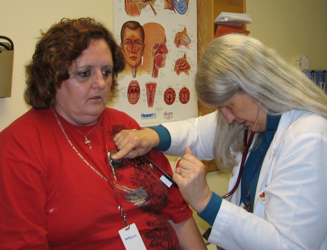 listening to Linda's heart