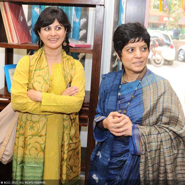Kaveri-Cariappa-head-hard-goods-Fabindia-and-Anuradha-Kumra-creative-and-buying-head--womens-wear-Fabindia-during-the-launch-of-the-Fabindia-collection-Kaleidoscope-Eyes-inspired-by-Trishla-Jains-artworks-