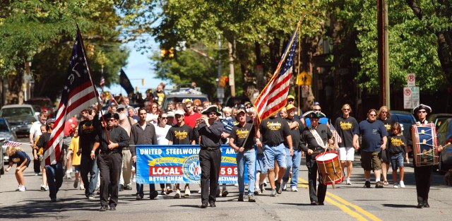Bethlehem, PA, September 5th, 2010 Members of the Whitehall Guard Fife and Drum Corps lead the Steelworkers and Friends Labor Day Parade down New street Sunday afternoon. With Gallery. Express-Times Photo | MATT SMITH
